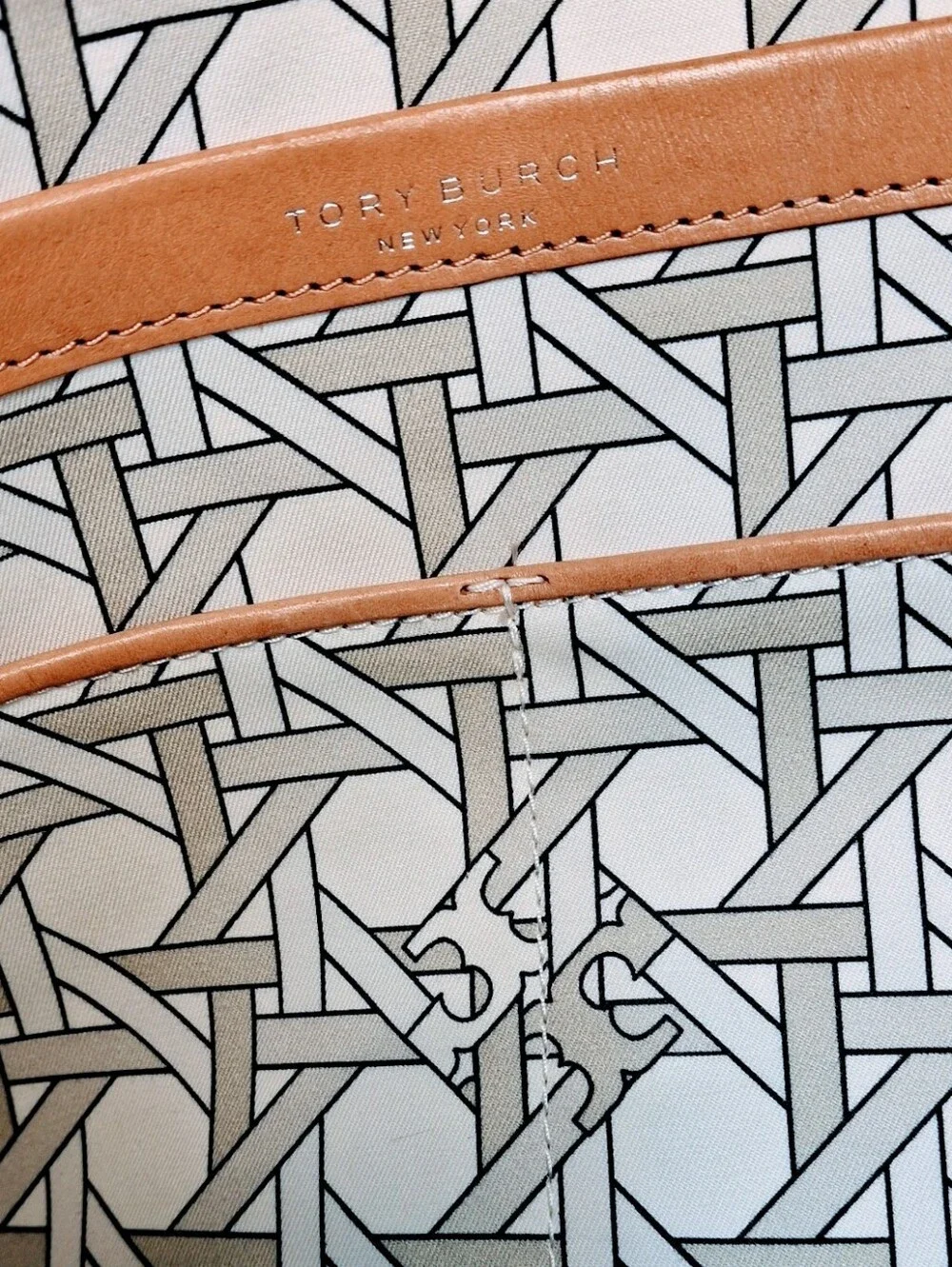 Tory Burch Canvas & Leather Basketweave Large Tote